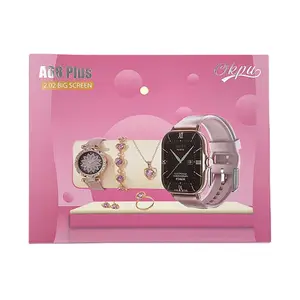 Caja de regalos de moda 6 en 1 reloj inteligente A68plus collar anillo pulsera pendientes conjunto de joyería relojes de mujer deportes A68 Plus Smartwatch