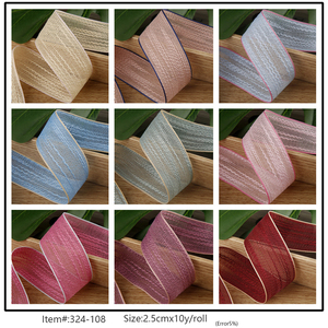 Nastro <span class=keywords><strong>in</strong></span> Organza Colorato a Righe per Confezioni Regalo, Nastro Intrecciato, Fiocco <span class=keywords><strong>in</strong></span> <span class=keywords><strong>Tulle</strong></span>, Nastro Ondulato Glitterato <span class=keywords><strong>in</strong></span> Raso - Product Image 2