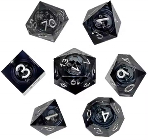 Dés à jouer en résine pour <span class=keywords><strong>jeu</strong></span> <span class=keywords><strong>de</strong></span> rôle DND, thème Halloween, crâne, bord tranchant, vente en gros - Product Image 2