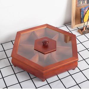 Solid Wood Dried Fruit <b>Box</b> Polygon Shape With Glass Lid For Storage And <b>Gifting</b> - Product Image 2