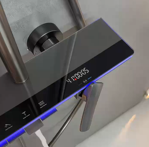 Ensemble <span class=keywords><strong>de</strong></span> <span class=keywords><strong>douche</strong></span> thermostatique à LED chromé poli, monté au <span class=keywords><strong>plafond</strong></span>, avec affichage <span class=keywords><strong>de</strong></span> la température, effet pluie et cascade, en laiton et céramique - Product Image 4