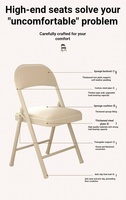 Chaise de formation pliable en acier avec revêtement en poudre, coussin en PU imperméable, pour bureau, école, conférence, séminaire, salle de réunion
