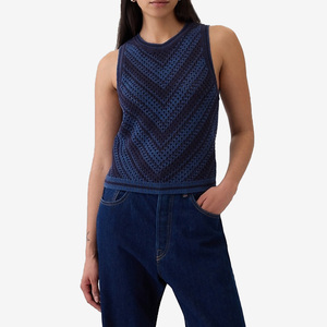 Veste en tricot de coton de haute qualité en gros, design ajouré <span class=keywords><strong>au</strong></span> <span class=keywords><strong>crochet</strong></span>, style court, haut en tricot pour femmes, sans manches, personnalisé - Product Image 6