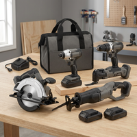 Kit combiné d'outils électriques sans fil 5 pièces 5 en 1 : Meuleuse d'angle, Marteau perforateur, Clé à chocs, Perceuse, Scie circulaire