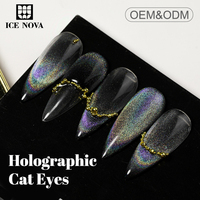 ICE NOVA Holographique Cat Eye Gel Polish Haute Qualité Hema Free Vegan OEM Gel Nail Pretty Rainbow Cat Eye Gel Polish