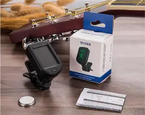 Gitarren-Tuner digitaler Clip-On-Tone-Tuner für elektrische Urikri-Bass-Violine universell 360-Grad drehbarer empfindlicher eingebauter Batterie