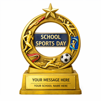 Trophée sportif en résine WeiVista, prix d'or personnalisé pour cérémonie de compétition scolaire, vente en gros, durable, logo gravé personnalisé, couleur au choix