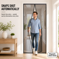Moustiquaire magnétique moderne en fibre de verre, pare-feu, auto-scellante, mains libres, vente en gros, taille personnalisée, facile à installer