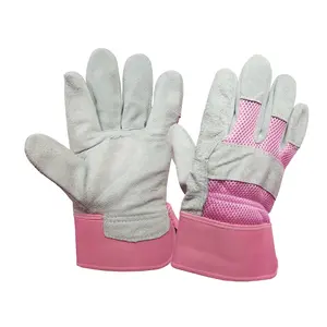 GL1031 Guantes de mano de seguridad de cuero dividido de vaca Guantes de trabajo de jardinería floral para mujer