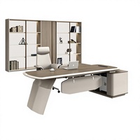 Scrivania a L con Mobile Laterale Boss Wood di Foshan, Combo Moderno e Minimalista per Manager, Scrivania per Computer con Armadietto Laterale per Ufficio