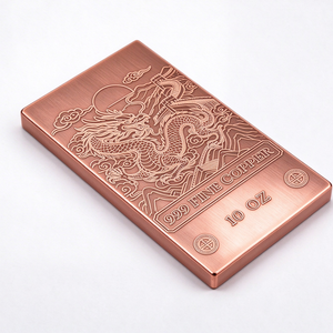 Barre de cuivre fin 999, lingot métallique de 10 oz avec dragon chinois en relief, ornement de bureau de collection - Product Image 5