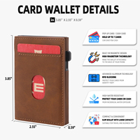 Dompet Kartu Geser Magnetik Kulit PU RFID Pria Portabel, Tempat Kartu Logam Aluminium MagSafe Tipis untuk iPhone