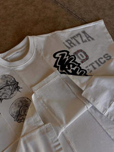 Camiseta Oversize Corta con Dobladillo Cóncavo y Gráfico de Diamantes, Estampada, Estilo Gótico Vintage Streetwear para Hombre - Product Image 2