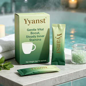 Café instantané aux herbes naturelles mélangées 10g*10 sachets, boîte en papier avec impression minimaliste dégradé vert clair, emballage personnalisé OEM - Product Image 4