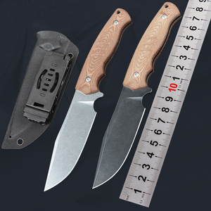 Cuchillo táctico de punto de caída avanzado 14C28N, cuchillo de caza de hoja fija de espiga completa de Micarta bronceada, cuchillo de Camping de vaina Kydex - Product Image 3