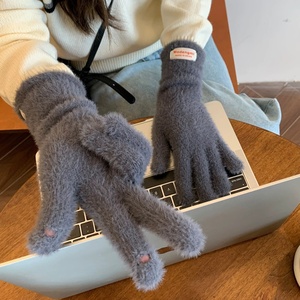 Gants en Plumes de Poulet Doux et Moelleux <span class=keywords><strong>pour</strong></span> Femme, Hiver, Polyvalents, Longueur Opéra, Épaissis, Chauds, Sans Doigts, Compatibles Écran Tactile - Product Image 2