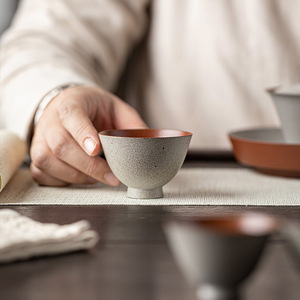 Guanlan Rough Pottery Handmade <b>Teacup</b> Gray Glaze Conical Shape Personal Tea Tasting Cup For Kung Fu Tea Set - Product Image 1