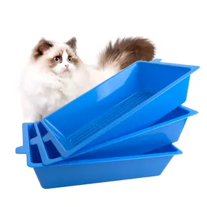 Wholesale 3 square tray liners self open plastic foldable manual cleaning accessories sifting litter basin box for cat supplier