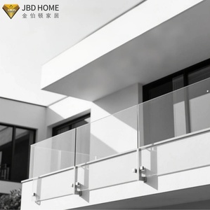 Système de <span class=keywords><strong>balustrade</strong></span> en verre moderne pour balcon et escalier avec main courante en acier inoxydable et base en aluminium - Product Image 2