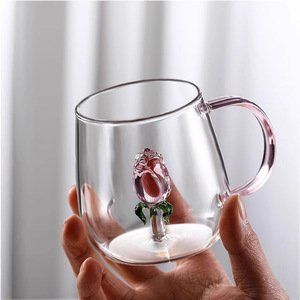 Gobelet à eau en verre 3D créatif en forme de cactus, transparent avec poignée verte, pour jus, lait, fêtes, unisexe - Product Image 2