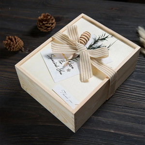 Wooden Square <b>Gift</b> <b>Box</b> Natural Color Handmade For Wedding Party Birthday Packaging - Product Image 4