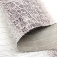 Véritable Cuir de Crocodile de l'Himalaya pour Trousse de Maquillage et Portefeuille, Gris Dégradé, Cuir de Niloticus
