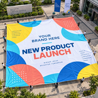 Bannière géante durable et résistante pour événements d'entreprise, avec logo personnalisé, imprimée par sublimation thermique
