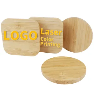 Werkseitig benutzer definierte Laser LOGO 10W 15W tragbare Desktop-Telefon Schnell ladung Bambus Wireless Charger Pad