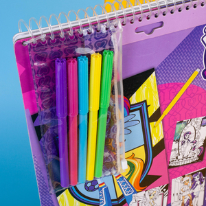 BSCI, venta de fábrica, libro de dibujo de bocetos en espiral púrpura, juguetes de pintura para niños con fabricantes de colores - Product Image 6