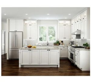 Ensemble d'armoires de cuisine en bois massif de style shaker, couleur et taille personnalisées, certifié ISO9001, prêt à assembler - Product Image 3