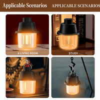 Lanterne de camping LED portable rechargeable, lampe de tente à lumière chaude avec affichage de la puissance de la batterie et crochet de suspension pour la randonnée en plein air