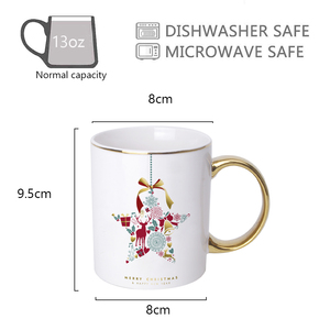 <span class=keywords><strong>Tazze</strong></span> in Ceramica di Lusso per Natale 11oz, Porcellana <span class=keywords><strong>con</strong></span> Bordo Dorato, Personalizzabili per Sublimazione, Tazza Regalo Souvenir <span class=keywords><strong>con</strong></span> Manico Dorato, Design Minimalista - Product Image 3
