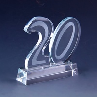 Plaque de récompense en cristal avec chiffres arabes en forme de 5/10/15/20 ans, cadeau, 1 pièce