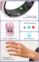 Cincin Pintar SHR untuk Pasangan, Monitor Aktivitas Kesehatan, Pelacak SpO2 dan HRV, Kontrol Aplikasi, Keramik, Tahan Air IP68, Bagikan Hari Kekasih