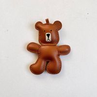 Porte-clés en PU en forme d'ours, mini breloque de sac, cadeau souvenir, pendentif cœur