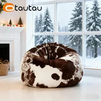 Housse de pouf inclinable moderne en fausse fourrure OTAUTAU pour l'hiver, avec housse amovible et rangement, sans rembourrage, modèle DD162