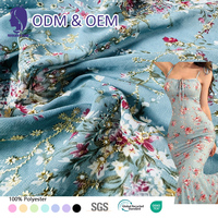 Usine directe dubaï imprimé fleuri 100% Polyester broderie maille tissu pour femmes et filles robes de mariée Hijab