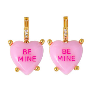Tùy Chỉnh Valentine Bông Tai Được Tôi Tình Yêu Thực Sự Thả Bông Tai 18K Mạ Vàng Zircon Acrylic Tim Thư Bông Tai Cho Phụ Nữ - Product Image 6