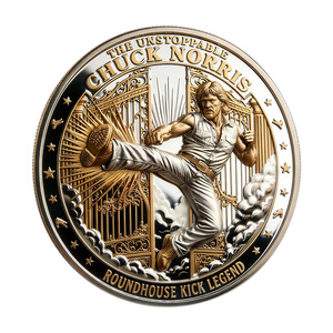 Pièce commémorative Chuck Norris : Légende des arts martiaux, thème « Tough Guy », artisanat métallique, médaille ronde culturelle - Product Image 6