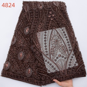 Venta Directa de Fábrica 4824, Tela Nigeriana con Lentejuelas y Cuentas a Precio Razonable, Diseños Aso Oke para Fiestas de Mujeres Nigerianas - Product Image 6