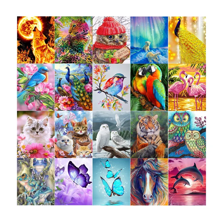 Hot Sale Full Drill Diy 5d Diamond Painting Kits for Adults Home Wall Art AB Drill Animals Diamond Painting Photo Custom