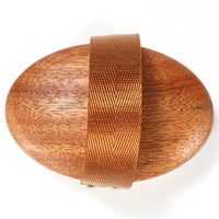Brosse de bain et de douche ovale ZUQA à marque privée pour drainage lymphatique, en poils de sanglier naturels, avec manche en bois de Sapele et cuivre