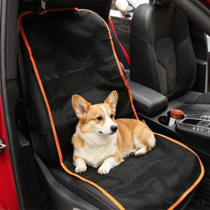 Housse de siège de voiture pour animaux de compagnie, noire avec garniture orange, imperméable, protection universelle pour siège arrière pour chiens et chats - Product Image 1