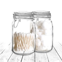 Bocal en Verre avec Couvercle (1 Litre), Récipient de Rangement Hermétique pour Aliments, Farine, Pâtes, Café, Bonbons, Friandises pour Chiens, Snacks