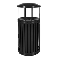 Conteneurs de déchets ronds d'extérieur en acier Poubelle à l'extérieur du parc de la rue Poubelle en métal Poubelle à poussière de recyclage commerciale publique
