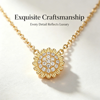 Parure de bijoux personnalisable en or véritable 18 carats motif tournesol, collier, boucles d'oreilles et bague délicats sertis de zircons, bijoux arabes de Dubaï