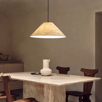 Lustre de table de restaurant japonais, abat-jour en parchemin, lumière LED chaude (3000K), suspendu 50x20cm pour bureau et salles à manger