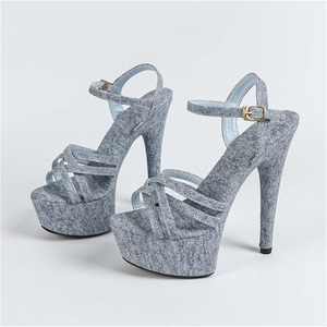 Sandalias de Tacón Alto Personalizadas para Mujer, Diseño Abierto, Casuales, para Fiesta, Color Gris Oscuro, Elegantes y Encantadoras - Product Image 6