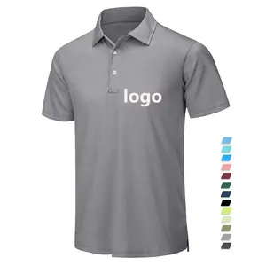 Grosir seragam katun poliester kaus polo golf pria kaus polo logo bordir cetak kustom untuk pria