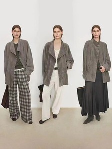 봄 여성용 크롭 리얼 레더 스웨이드 코트 블레이저 재킷 여성용 오토바이 진짜 가죽 스웨이드 재킷 - Product Image 1